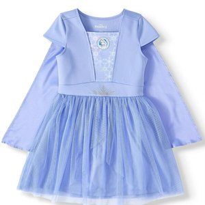 New! Disney Frozen 2 Elsa Cosplay Tutu Dress Up W/ Detachable Cape M 7/8 Blue